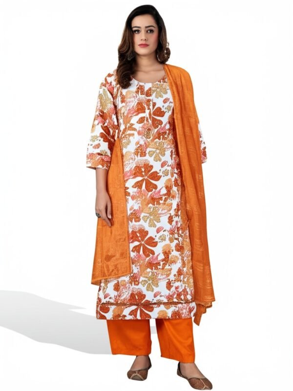 Stylish Round Neck Rayon Suit with Dupatta & Pajama – XXL Size