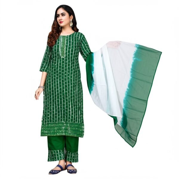 Stylish Round Neck Cotton Suit with Dupatta & Pajama – XXL & XXXL