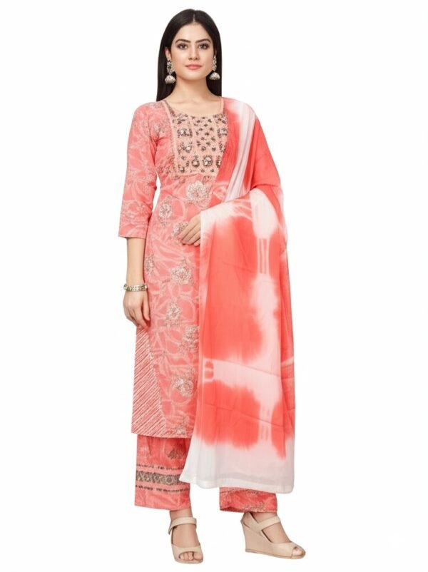 Stylish Round Neck Suit with Elegant Heavy Rayon 3-Piece Suit – Style & Comfort for Every Occasion& Pajama – XL Size