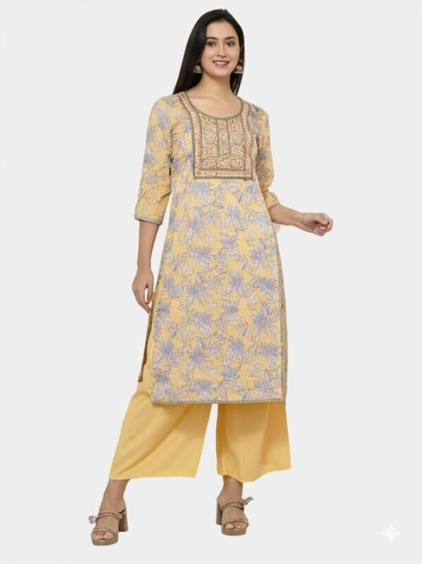 Stylish Round Neck Suit with Dupatta & Pajama – XL Size