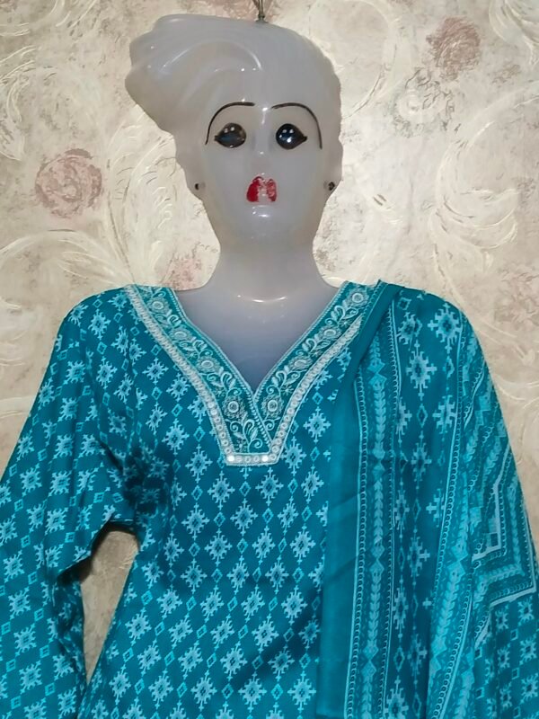 Sky Blue Cotton 3-Piece Suit – Elegant & Comfortable - Image 2