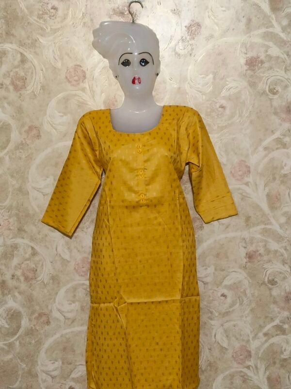 Stylish Round Neck Kurti for Everyday Wear – XL Size - Yellow color - Image 3