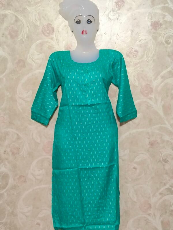 Stylish Round Neck Kurti for Everyday Wear – XL Size - rama green color - Image 4