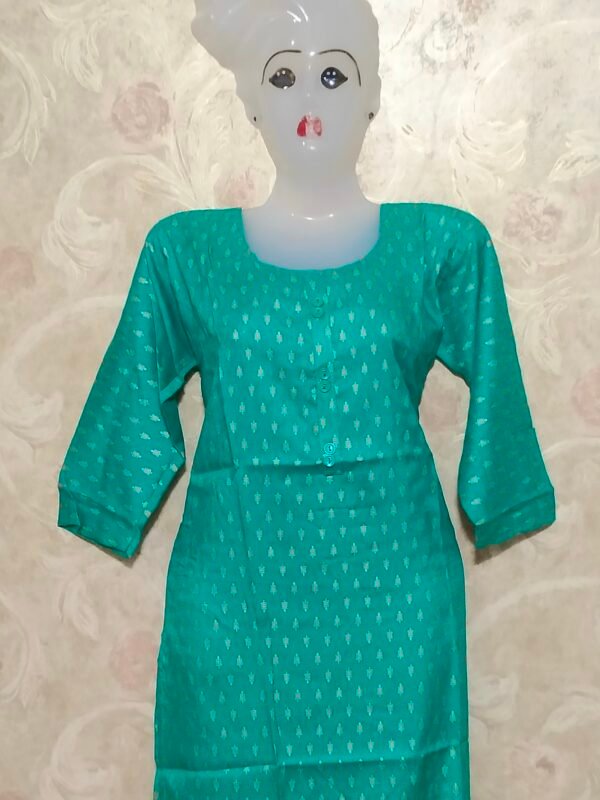 Stylish Round Neck Kurti for Everyday Wear – XL Size - rama green color - Image 3