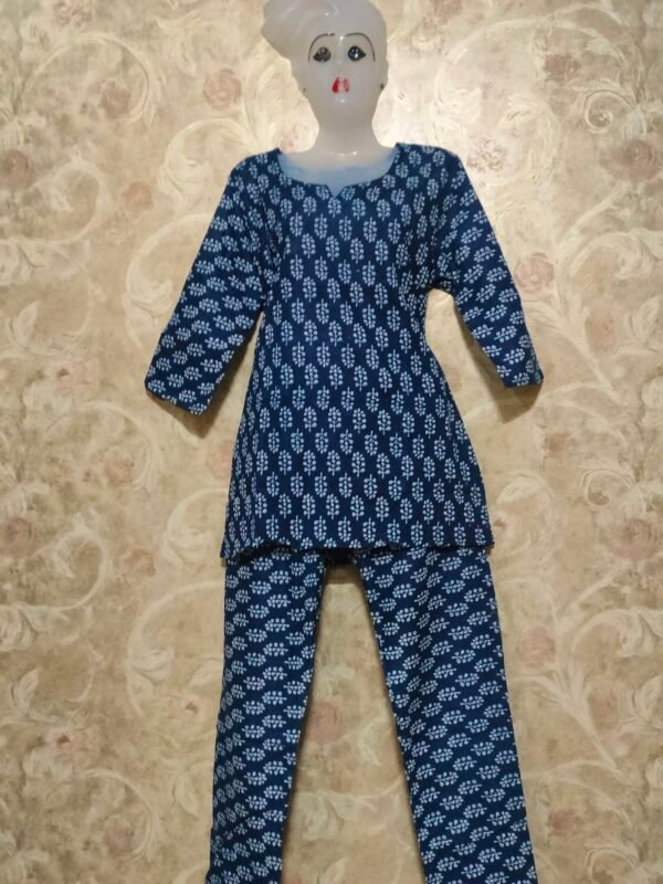 Blue Cotton Co-Ord Set with Round Neck – Available in All Sizes - Image 5