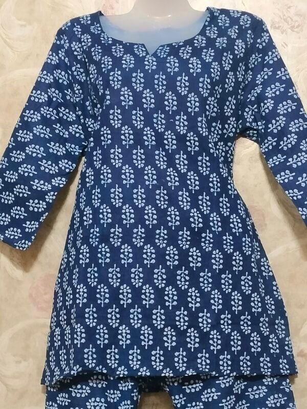 Blue Cotton Co-Ord Set with Round Neck – Available in All Sizes