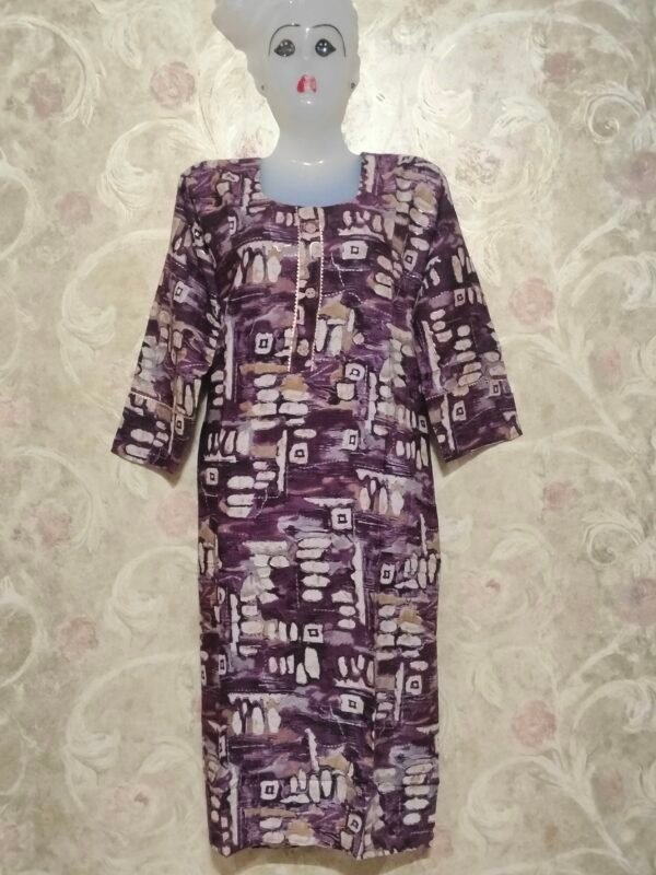 Stylish Round Neck Kurti – Available in wine - Image 4