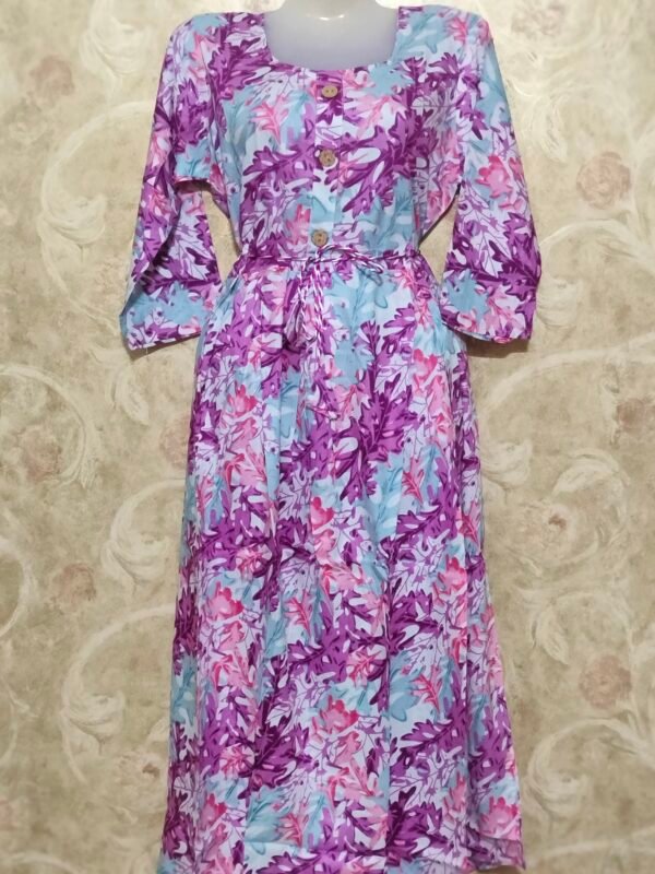 Stylish Round Neck Frock Kurti for Women – L Size - purpal - Image 3