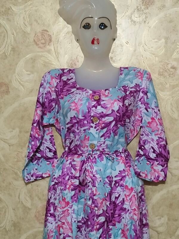 Stylish Round Neck Frock Kurti for Women – L Size - purpal