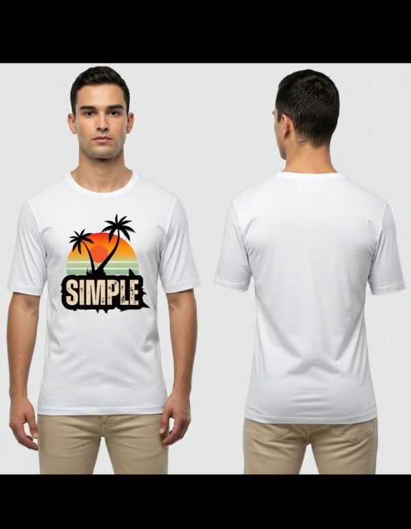 Men's Heavy Polymer Cotton T-Shirt | simple3 | White | Round Neck | Half Sleeve | Sizes XS-XXXL