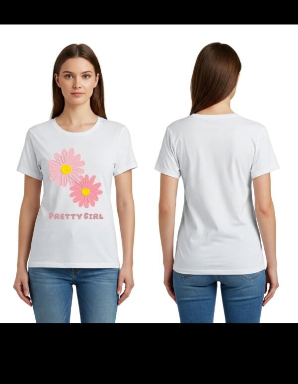 Complete Pack of 5 T-shirt | Girl's Heavy Polymer Cotton T-Shirt | Multi tshirt |  White | Round Neck | Half Sleeve | Sizes XS-XXXL - Image 4