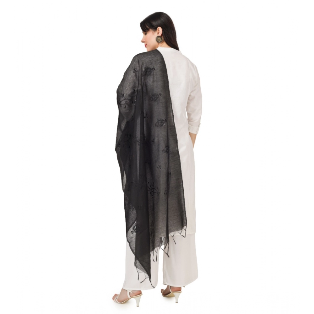 Generic Women's Cotton Embroidered Dupatta (Black, Length: 2.25 to 2.50 Mtr) - Image 3