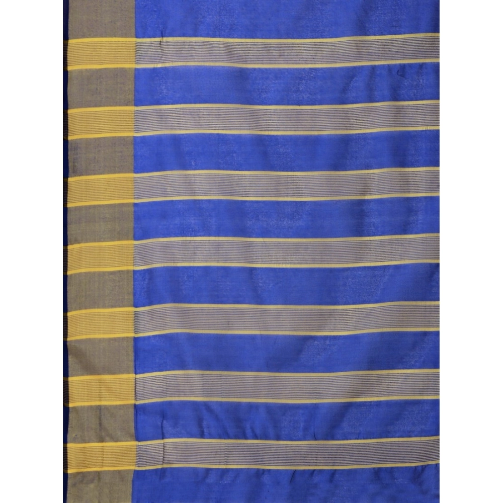 Generic Women's Cotton Silk Striped Saree With Unstitched Blouse 5.5Mtr (Multicolor) - Image 4