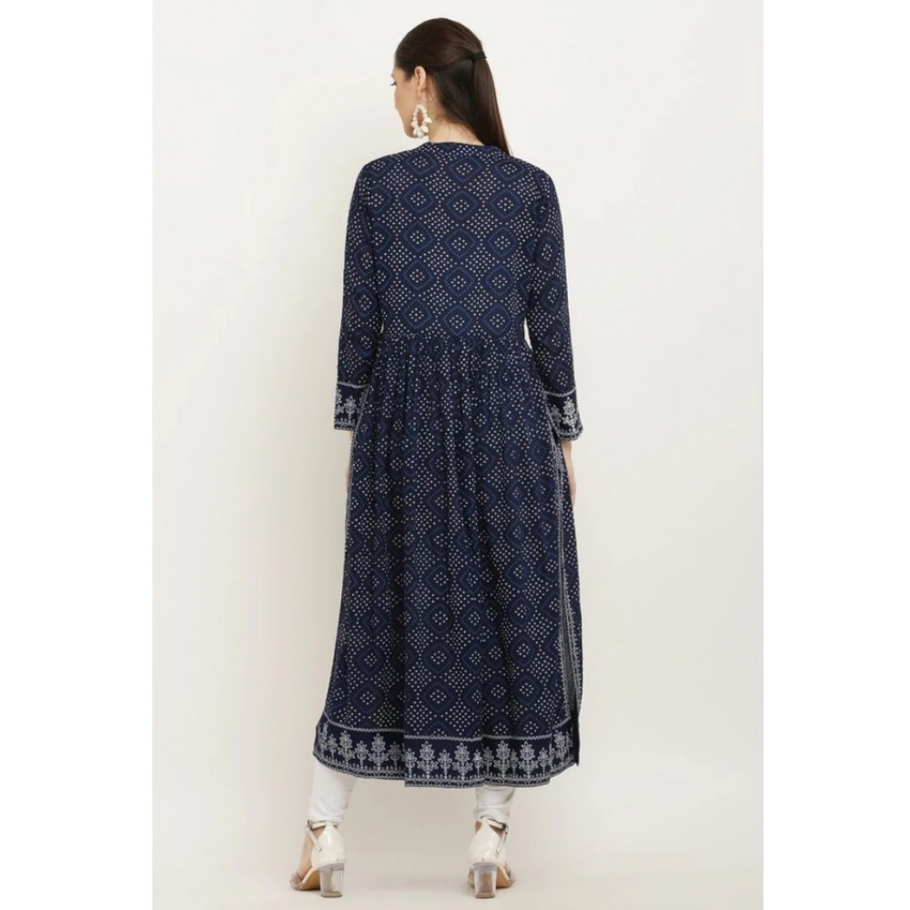 Generic Women's Casual Rayon Full sleeve Kurti (Blue) - Image 2