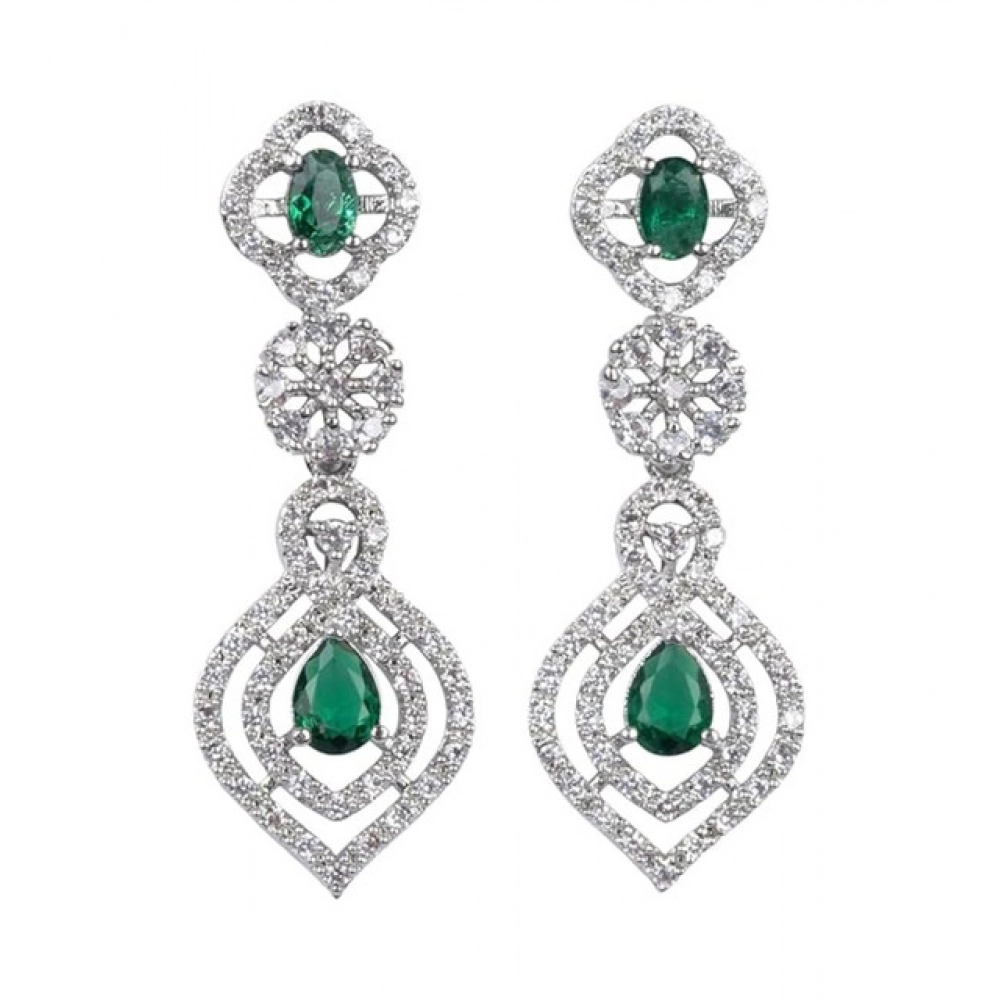 Generic Women's Brass Silver Plated Necklace set (Green) - Image 5
