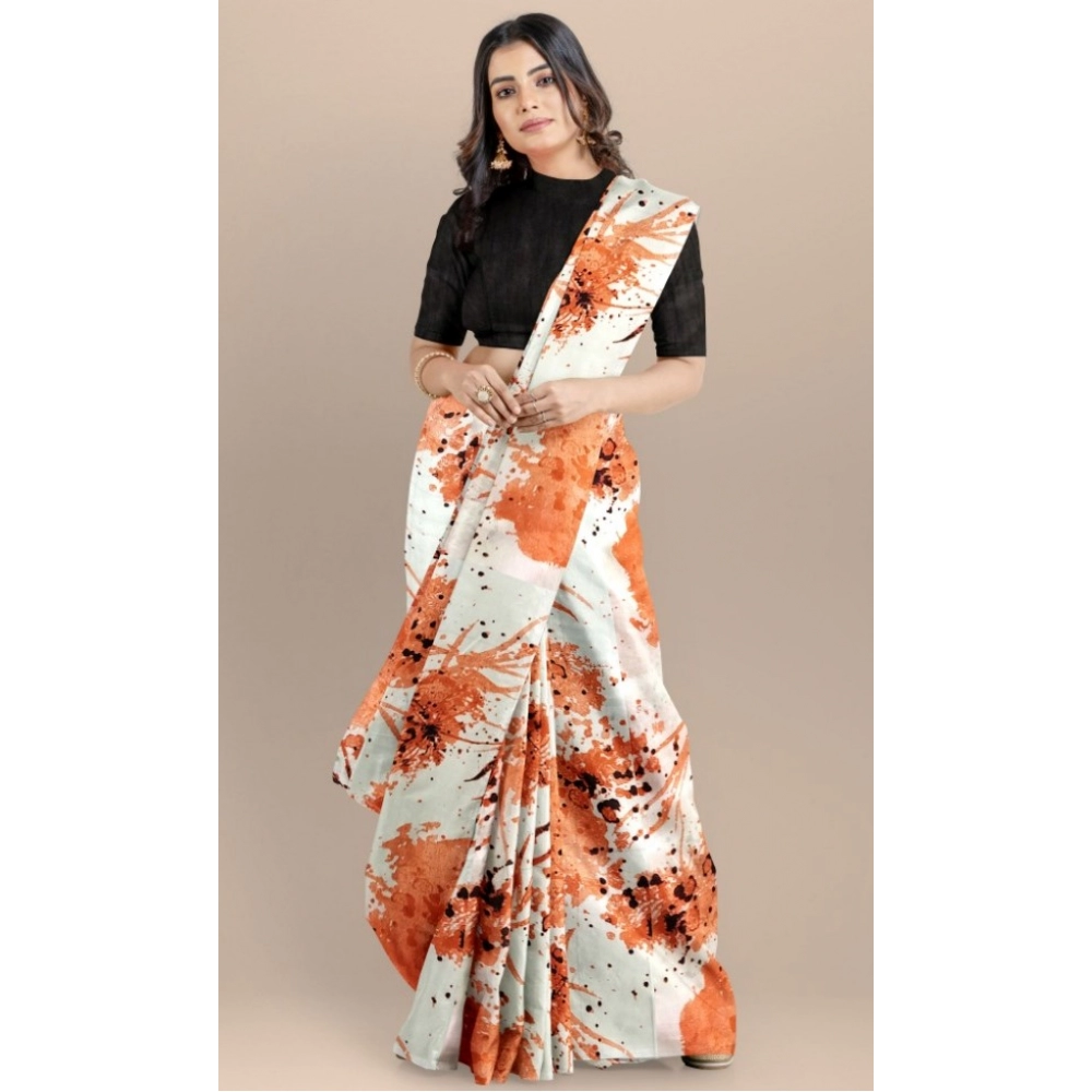 Generic Women's Joya Silk Saree with Blouse (Orange, 5-6 Mtrs) - Image 2