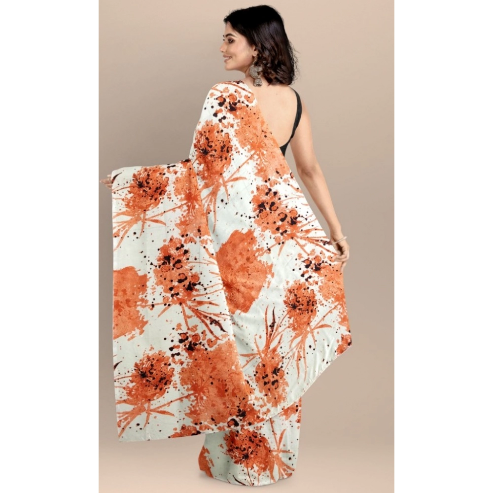 Generic Women's Joya Silk Saree with Blouse (Orange, 5-6 Mtrs) - Image 4