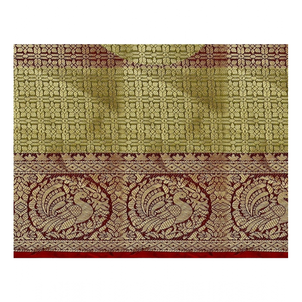Generic Women's Jacquard Woven Saree With Unstitched Blouse 5.5Mtr (Multicolor) - Image 3