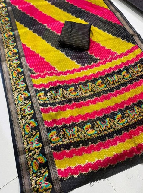 Generic Women's Silk Kalamkari Printed Saree With Unstitched Blouse - 5.5 Mtr (Multicolor) - Image 5
