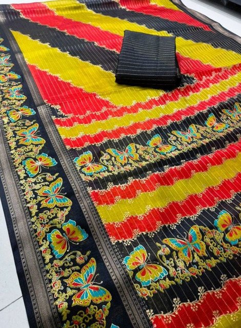 Generic Women's Silk Kalamkari Printed Saree With Unstitched Blouse - 5.5 Mtr (Multicolor) - Image 5