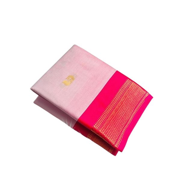 Generic Women's Cotton Silk Solid Saree With Unstitched Blouse - 5.5 Mtr (Pink) - Image 2