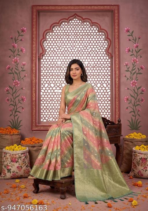Rekha Maniyar Women's Mehendi Silk Cotton Woven Tie & Dye Style Printed Saree With Blouse Piece - Image 4