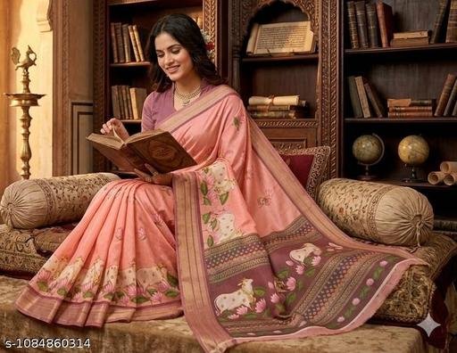 Dola Silk Jacquard Border Daily Wear Flower Printed Saree with Blouse Piece