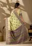 PHEASANT Women's Pista green Soft Cotton Saree with Kalamkari Bird Print - Image 6