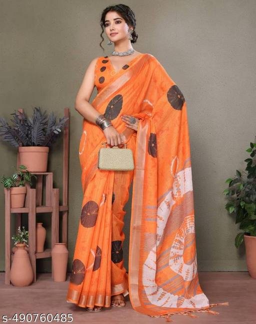 fancy designer cotton linen saree